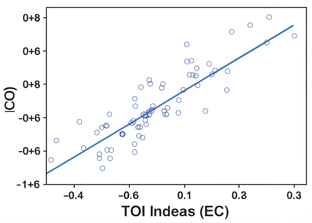 Figure 9: Correlation between predicted values of heart rate from TOI and ECG